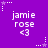 Purple background with repeated white text 'jamie rose <3' and star-shaped pixel patterns in various positions.