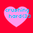 Four pink heart-shaped icons with cyan text "crushing hard(33" on a red background, arranged in a