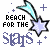 A 3x3 contact sheet of animated frames showing a pixel art design with shooting stars, purple stars, plus signs, and the text "REACH FOR THE STARS" in varying color states.