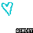 cyan heart icons with black text labels 'ASHLEY' beneath each, showing subtle variations in heart outline and label color across frames