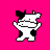 Pixelated cow character with black-and-white patches stands in a cheerful pose against four distinct solid-color backgrounds.