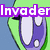 Green cartoon character with purple eyes and white pupils, showing two expressions with text overlays.