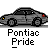 Animated contact sheet of 11 frames showing a Pontiac Pride-themed buddy icon sequence with car graphics, logo variations, and character actions on gray background.