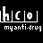 Static pixel-art buddy icon featuring white text on a black background with a segmented top bar and anti-drug slogan below.