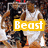 A basketball player in a white jersey with number 3 dribbling, overlaid with text labels 'Beast' and 'AJ Abram'.