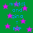Green background with scattered pink stars and repeated blue text reading "maddi and gina = BFF" in pixelated font.