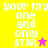 Pixelated text "your my one and only STAR" appears on yellow, pink, and orange backgrounds with a star symbol.