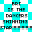 Pixelated text reads 'BRI IS THE DANCERS SHINNING STAR' over cyan and white checkered or star-shaped background patterns.
