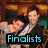 six pixelated images showing celebrity figures with overlaid text and symbols, including "Finalists," "WINNER," and "We Love COOK."