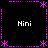 Black background with four white 'Mini' texts at corners, surrounded by pink dashed lines and asterisk-like symbols forming a symmetrical pattern.