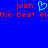 Blue background with red pixelated text reading 'josh' and 'the best evthe best ev' and a cyan heart symbol.