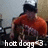Pixelated image of a person in red shirt and dark cap with 'hot dogg' text at bottom.
