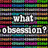 A static image divided into four quadrants with text and symbols: top-left shows 'what obsession?' over rainbow stripes, top-right has 'HELLO MY NAME IS Edward Cullen's girlfriend', bottom-left lists 'twilight new moon eclipse breaking dawn edward cullen' in a wordwall, bottom-right displays 'I ❤️ Edward Cullen' on lined paper with pink flowers.