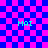 Pixelated of alternating blue and pink squares with four cyan "MAI" text instances, some overlaid by semi-transparent purple geometric shapes