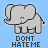 Pixelated gray elephant icon with smiling expression on light blue background, text below reads DONT HATE ME BECAUSE IM CUTER THAN YOU.