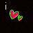 Animated contact sheet showing three frames of a pixelated heart icon with green outlines and red fill against black background, featuring subtle size changes between frames.