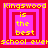 Pixelated graphic with yellow text on pink and red concentric squares, repeating 'Kingswood is the best school' across four quadrants.