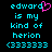 Pixelated cyan text on black background with pink heart symbol replacing 'd' in 'edward' on left side, identical text on right side.