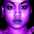 Two distinct pixelated portraits of a woman with dark hair, one in purple tones and the other in warm brown tones, displayed side-by-side.