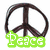 A static image with four distinct sections: a peace symbol, a heart pattern with 'Love' text, a microphone, and a blank gray area.