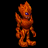 A pixelated orange Digimon-like creature stands on the left side of a black background, with "Anime IM" and "COM" text in white pixelated font on the right side.
