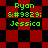 Green text on red and black checkered background with two distinct animation states showing different diamond patterns.