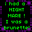 Green and purple pixelated text on black background reads "i had a NIGHT MARE! I was a brunette!" in four identical quadrants with decorative borders.