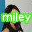 four shows a person with long dark hair against a blue and white background, with text overlays changing between green 'miley' and pink 'cyrus'