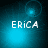 Four- shows 'ERiCA' text over blue gradient background with shifting light effects; top-left and bottom-left have circular lens flares, top-right has a single bright spot, bottom-right has two small spots