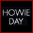 A 2x2 contact sheet of four frames from an animated icon featuring Howie Day, with text and black-and-white photographic portraits in a red-bordered grid layout.