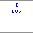 Blue pixelated text on white background with gray horizontal bar, displaying 'I LUV BRANDON' and 'SIKE LMAO' in two sections.