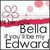 A static icon with a white background featuring pink floral and circular patterns, red horizontal stripe, and text reading "Bella If you'll be my Edward" in black font.