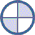 Nine circular icons with blue borders arranged in a , each divided into four quadrants by white lines; some quadrants filled with light purple patterned texture