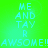 Pixelated cyan text on bright green background reads "ME AND TAY R AWSOME!!AWSOME!!" in four identical quadrants.