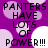 Purple background with light purple and white circles; black text reads "PANTERS HAVE LOTS OF POWER!!!" in four identical quadrants.