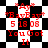 Red text on black-and-white checkered background with repeated phrases and date stamps, animated to shift between two states.
