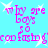 Pixelated text and star shapes repeat across a cyan background in a static pattern.
