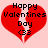 Red broken heart with black text 'Happy Valentines Day <33' on light pink background.
