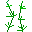 Animated contact sheet of green pixelated plant-like shapes on gray background showing five sequential frames with varying stem and branch configurations.