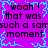 Pixelated text repeats 'woah! woah! that was such a sam moment' on purple background with cyan border, animated by flickering light effects.