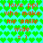 Pixelated text and heart pattern on cyan background with red lettering, repeated in two identical vertical sections.