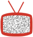 Red-outlined television with two antennae, displaying static or silhouette of a person labeled 'you'