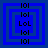 Blue background with nested square outlines and vertical text reading 'lol' above, 'LoL' in the center, and 'lol' below.