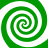 Four green and white spiral patterns arranged in a symmetrical cross shape on a white background.