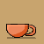 Pixel art cup animation with steam and heart symbols on brown background