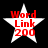 Four white star-shaped icons with red text "Word Link 200" on black background, each showing different pixelation levels.
