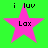 Four identical pink star icons with 'Lax' text inside, set against a bright green background; each icon has 'i luv' text above it.