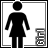pixel art icons showing a female figure in various text labels, with color changes on specific frames