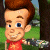 A pixelated cartoon character with brown hair and blue eyes in a red shirt holding an object, next to green text reading "Original Icons .com" on a dark background.