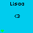 A blue background displays repeated 'Lisaa' text with '<3' symbols and green heart stacks that grow taller in sequence.